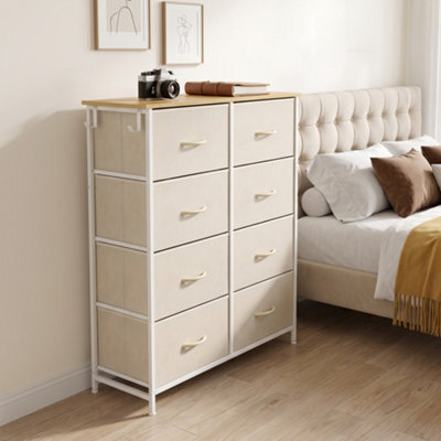Homcom Fabric Chest Of Drawers, 8 Drawer Dresser For Bedroom, Beige - image 1