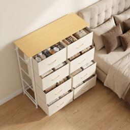 Homcom Fabric Chest Of Drawers, 8 Drawer Dresser For Bedroom, Beige - thumbnail 8
