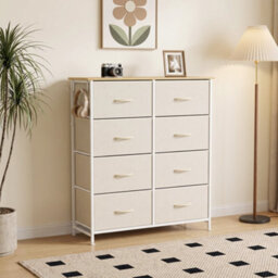Homcom Fabric Chest Of Drawers, 8 Drawer Dresser For Bedroom, Beige - thumbnail 9