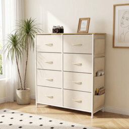 Homcom Fabric Chest Of Drawers, 8 Drawer Dresser For Bedroom, Beige - thumbnail 2