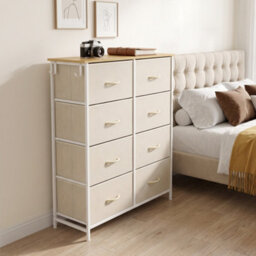 Homcom Fabric Chest Of Drawers, 8 Drawer Dresser For Bedroom, Beige - thumbnail 1