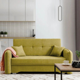 Amerykanka Laine 3 Yellow Compact Sofa Bed With Storage And Decorative Cushions - thumbnail 2