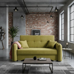 Amerykanka Laine 3 Yellow Compact Sofa Bed With Storage And Decorative Cushions - thumbnail 1