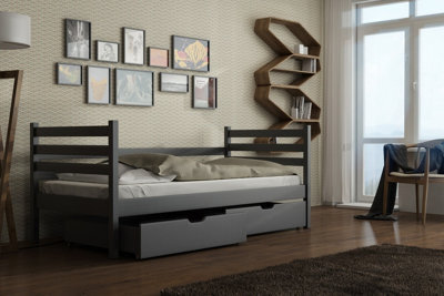 Arte Melani Graphite 90 X 190Cm Single Bed With Storage - Foam Mattress Included - image 1