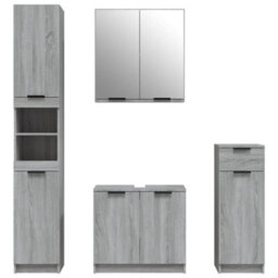 Berkfield Stylish 4 Piece Bathroom Cabinet Set Grey Sonoma Engineered Wood - thumbnail 5