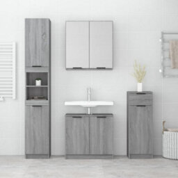 Berkfield Stylish 4 Piece Bathroom Cabinet Set Grey Sonoma Engineered Wood - thumbnail 3