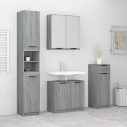 Berkfield Stylish 4 Piece Bathroom Cabinet Set Grey Sonoma Engineered Wood - thumbnail 2
