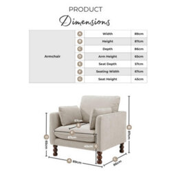 Furniturebox Uk Monroe Beige Chenille Fabric Armchair - thumbnail 2
