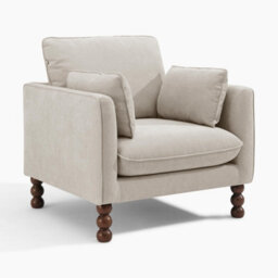Furniturebox Uk Monroe Beige Chenille Fabric Armchair - thumbnail 8