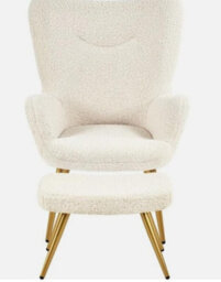 Accent Chair And Ottoman Set Armchair With Footstool With Golden Metal Legs - thumbnail 2