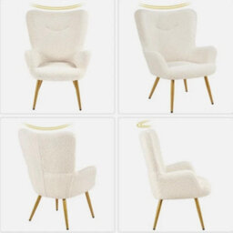 Accent Chair And Ottoman Set Armchair With Footstool With Golden Metal Legs - thumbnail 5