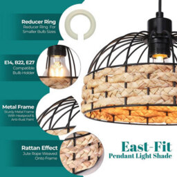 Giggi Small Metal & Jute Rope Light Shade, Retro Black - thumbnail 2