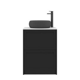 Royal Bathrooms Royal Bathroom Elmore 600mm Nocturne Black Freestanding Bathroom Vanity Unit 2 Drawer Plain White Worktop With Milan Black Basin - thumbnail 7