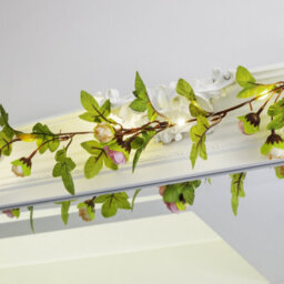 Globrite Rose Flower Leaf Garland - 2M Artificial Vine Fairy Lights- 20 Led Battery String Lights - thumbnail 6