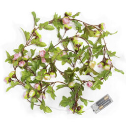 Globrite Rose Flower Leaf Garland - 2M Artificial Vine Fairy Lights- 20 Led Battery String Lights - thumbnail 5