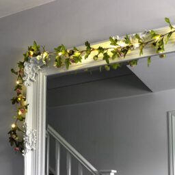 Globrite Rose Flower Leaf Garland - 2M Artificial Vine Fairy Lights- 20 Led Battery String Lights - thumbnail 2