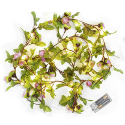 Globrite Rose Flower Leaf Garland - 2M Artificial Vine Fairy Lights- 20 Led Battery String Lights - thumbnail 7