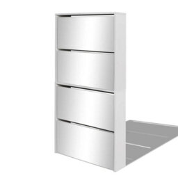 Berkfield Modern Shoe Cabinet 4-Layer Mirror White 63X17X134 Cm - thumbnail 1
