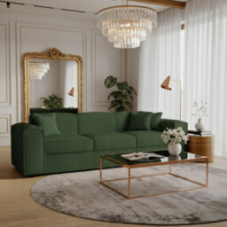Santos Living Room Sofa Bed Chipboard Frame Polyurethane Foam Wave Springs Freestanding 252X88X79Cm Green