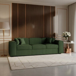 Santos Living Room Sofa Bed Chipboard Frame Polyurethane Foam Wave Springs Freestanding 252X88X79Cm Green - thumbnail 3
