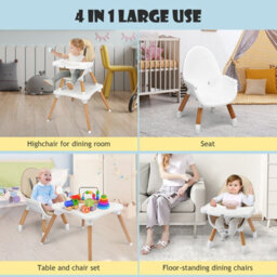 Costway 4 In 1 Baby High Chair Infant Child Feeding Seat Highchair W/ Food Tray Safety Belt - thumbnail 6