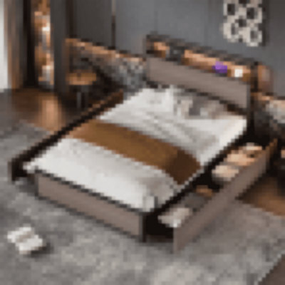 Matteo Modern Grey 3Ft Single Metal Bed Frame With Led, 4 Under-Bed Storage Drawers & Integrated Usb Charging Ports (90X190Cm) - image 1