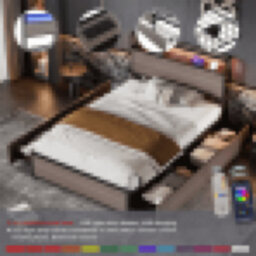 Matteo Modern Grey 3Ft Single Metal Bed Frame With Led, 4 Under-Bed Storage Drawers & Integrated Usb Charging Ports (90X190Cm) - thumbnail 2