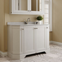 Hudson Reed Floor Standing 4 Door Angled Vanity Unit With 1 Tap Hole Grey Marble Top & Basin, Timeless Sand, 1236 X 470 mm - thumbnail 4