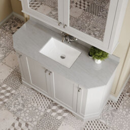 Hudson Reed Floor Standing 4 Door Angled Vanity Unit With 1 Tap Hole Grey Marble Top & Basin, Timeless Sand, 1236 X 470 mm - thumbnail 3