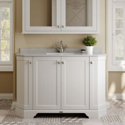 Hudson Reed Floor Standing 4 Door Angled Vanity Unit With 1 Tap Hole Grey Marble Top & Basin, Timeless Sand, 1236 X 470 mm - thumbnail 2