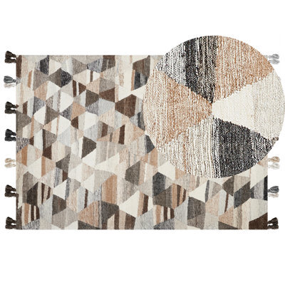 Beliani Rug Argavand Beige 160 X 230 Cm Wool Kilim - image 1