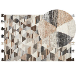Beliani Rug Argavand Beige 160 X 230 Cm Wool Kilim - thumbnail 1