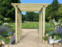 Edecks Heavy Duty Royal Walkway Wooden Garden Pergola Extra Wide (W 3600mm X D 2400mm) With Concrete In Posts (2.7M)