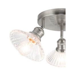 Cosylyte Milan Bathroom 3 Light Modern Ribbed Glass Spotlight - Brushed Nickel - thumbnail 4