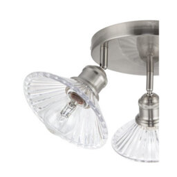 Cosylyte Milan Bathroom 3 Light Modern Ribbed Glass Spotlight - Brushed Nickel - thumbnail 5