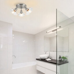 Cosylyte Milan Bathroom 3 Light Modern Ribbed Glass Spotlight - Brushed Nickel - thumbnail 2
