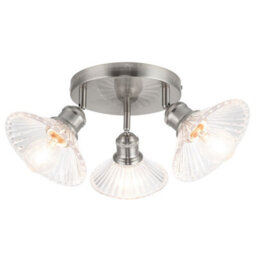 Cosylyte Milan Bathroom 3 Light Modern Ribbed Glass Spotlight - Brushed Nickel - thumbnail 3