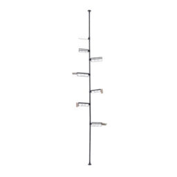 Living And Home Adjustable Corner Shower Caddy Black Carbon Steel Tension Pole Bathroom Storage Organizer Rack - thumbnail 5