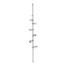 Living And Home Adjustable Corner Shower Caddy Black Carbon Steel Tension Pole Bathroom Storage Organizer Rack - thumbnail 4