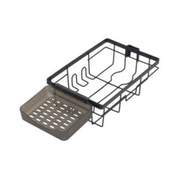Living And Home Adjustable Corner Shower Caddy Black Carbon Steel Tension Pole Bathroom Storage Organizer Rack - thumbnail 7