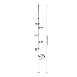 Living And Home Adjustable Corner Shower Caddy Black Carbon Steel Tension Pole Bathroom Storage Organizer Rack - thumbnail 9