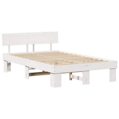 Berkfield Modern With Headboard White 120 X 190 Cm Solid Pine Wood - image 1