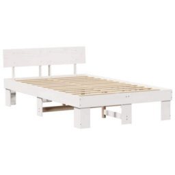 Berkfield Modern With Headboard White 120 X 190 Cm Solid Pine Wood - thumbnail 1