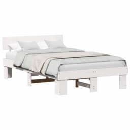 Berkfield Modern With Headboard White 120 X 190 Cm Solid Pine Wood - thumbnail 3