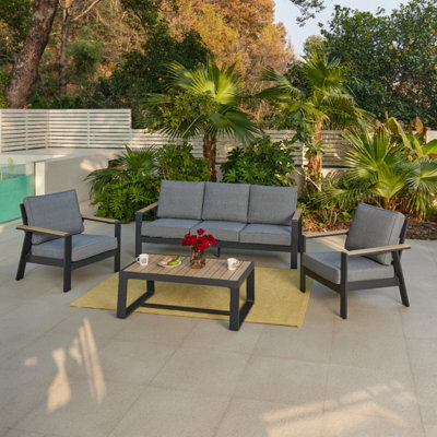 Home Detail Como Grey Aluminium Garden Conversation Set With Grey Cushions - image 1