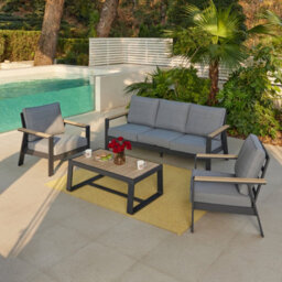 Home Detail Como Grey Aluminium Garden Conversation Set With Grey Cushions - thumbnail 3