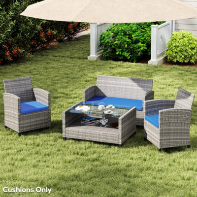 Outsunny 3Pcs Rattan Garden Seat Cushions Pads For Patio Furniture Sky Blue - image 1