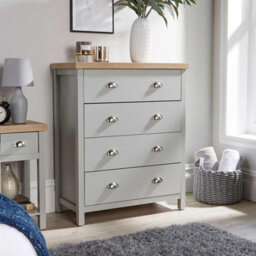 Home Source Avon 4 Drawer 36mm Thick Top Bedroom Storage Chest Grey - thumbnail 1