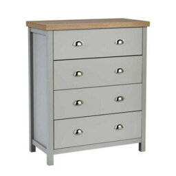 Home Source Avon 4 Drawer 36mm Thick Top Bedroom Storage Chest Grey - thumbnail 2