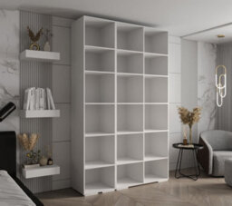 Arte Elegant Inova Ii Hinged Door Wardrobe H2370mm W1500mm D470mm - Versatile White Finish With Gold Round Metal Handles - thumbnail 3